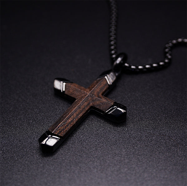 Stylish Symbol of Faith Dark Cross Necklace For Men