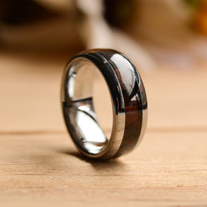 Urban Designer 6mm Tungsten Wood wedding Band with Purpleheart Inlay