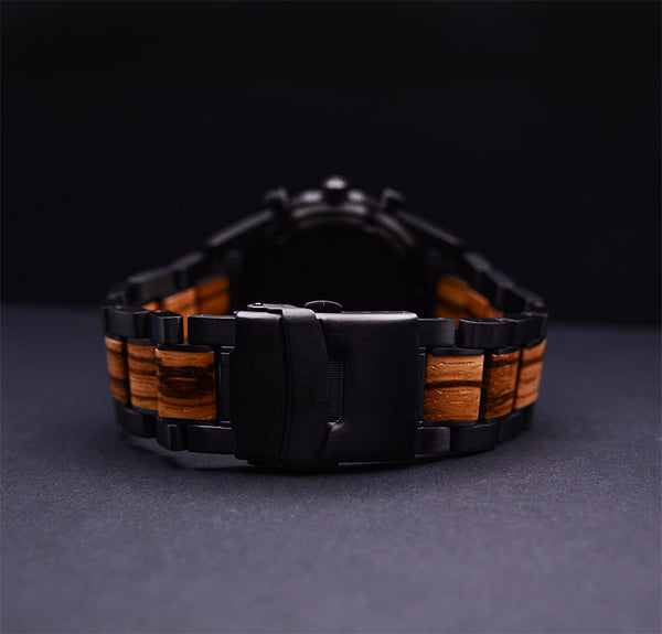 Blue Marble face Wooden Watch