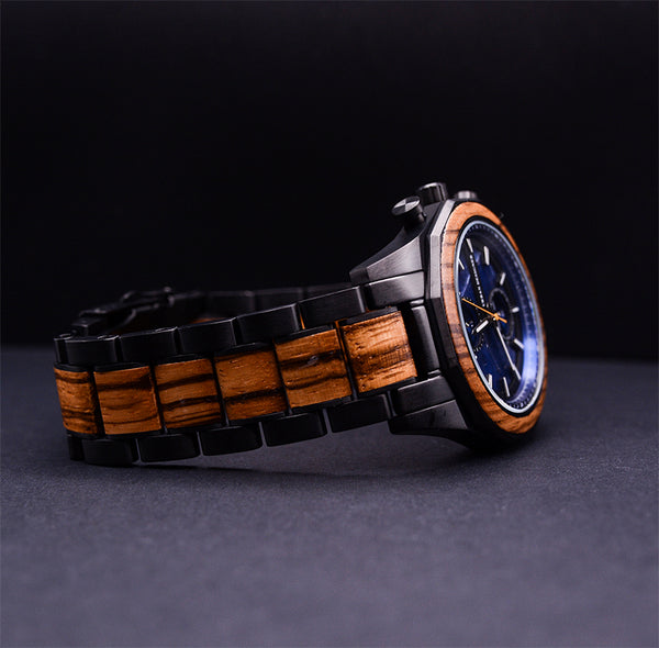 Blue Marble face Wooden Watch