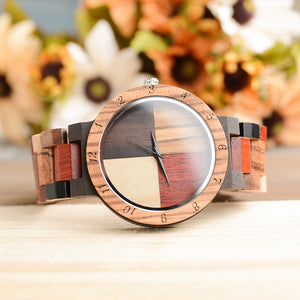 UXD Color Block Fashion Wooden Watch For Men
